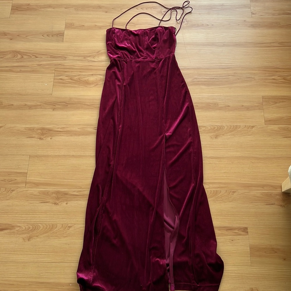 Free people red velvet maxi dress